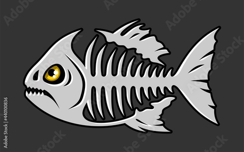 Photography Piranha fish skeleton on dark background in vector EPS8