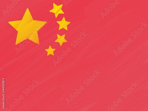 Chinese flag illustration with yellow stars on a shady red background. photo