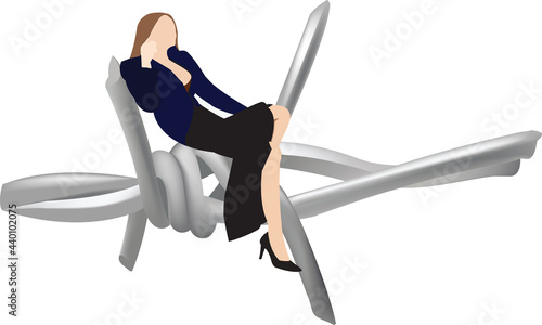 distinguished person sitting on top of barbed wire wire