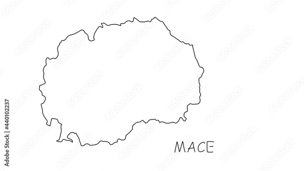 Macedonia map animation line. Black line animation letters drawing on a white background. Macedonia map animation line. Black line animation letters drawing on a white background.