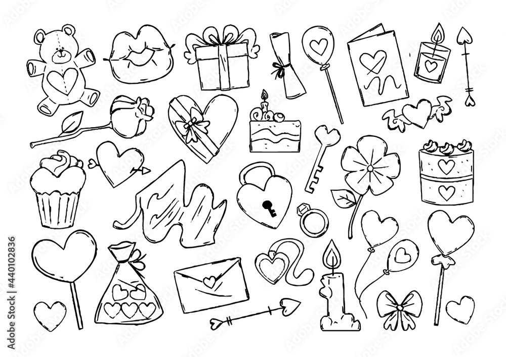 set of hand drawn illustrations love set of hand drawn illustrations love