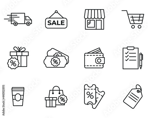 Market Shopping mall set icon symbol template for graphic and web design collection logo vector illustration