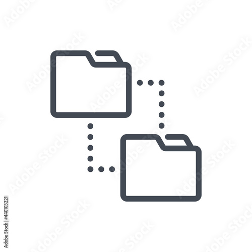 Data transfer line icon. Import files from folder to folder vector outline sign.