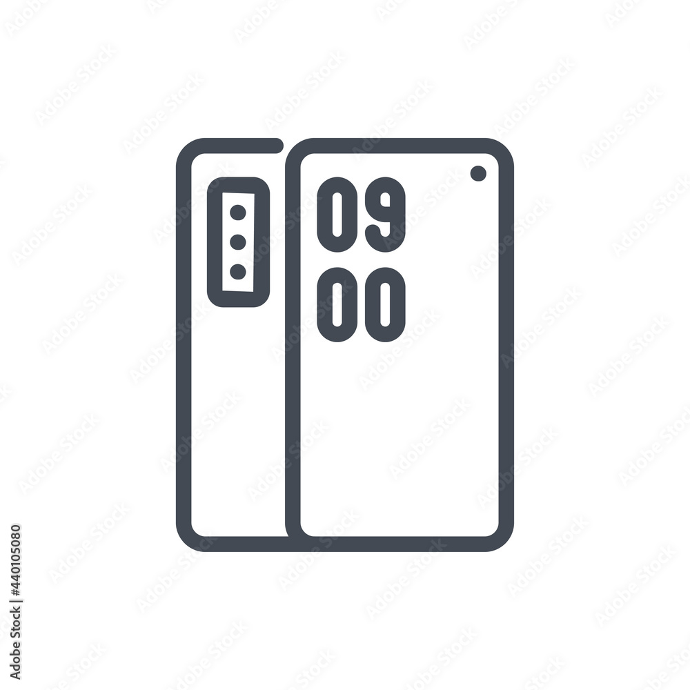 Mobile phone line icon. Smartphone with back and front view vector outline sign. Mobile phone line icon. Smartphone with back and front view vector outline sign.