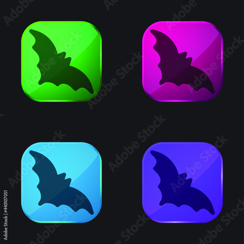 Bat four color glass button icon