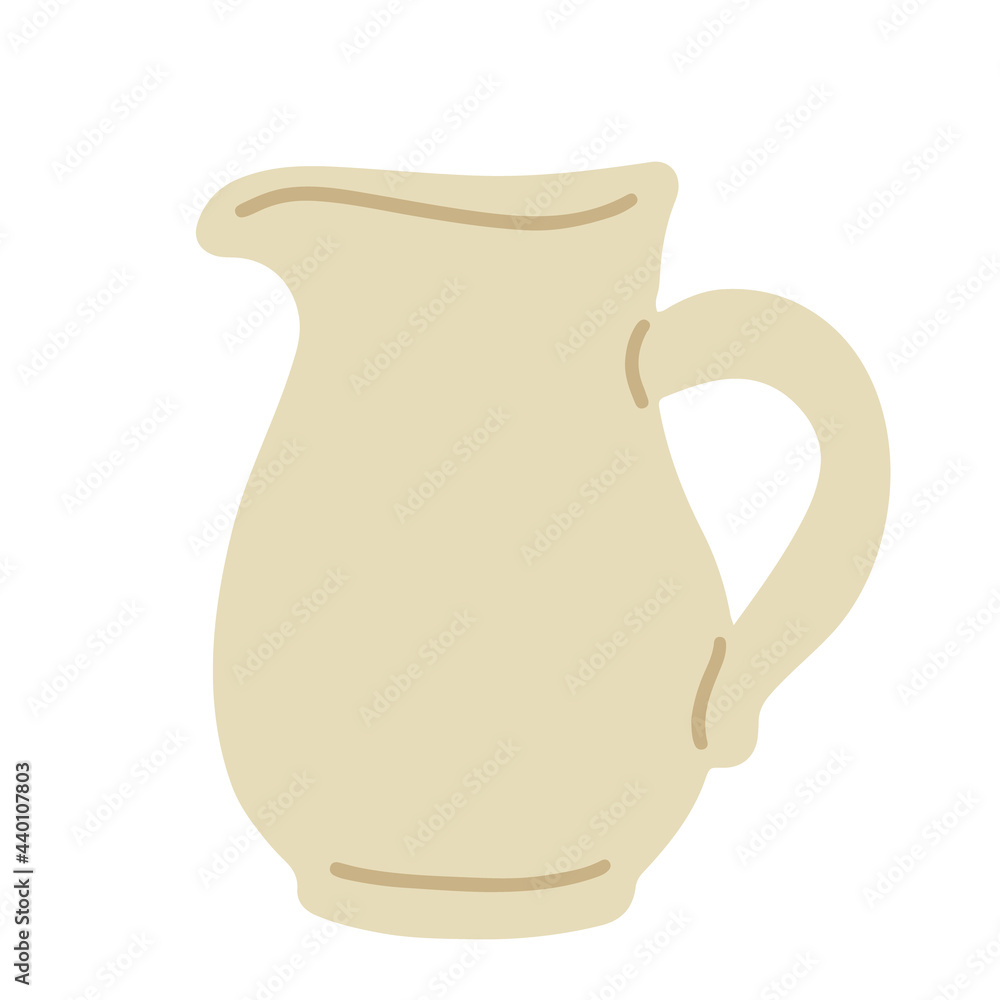 Beige pitcher hand drawn vector flat illustration isolated om white background Beige pitcher hand drawn vector flat illustration isolated om white background
