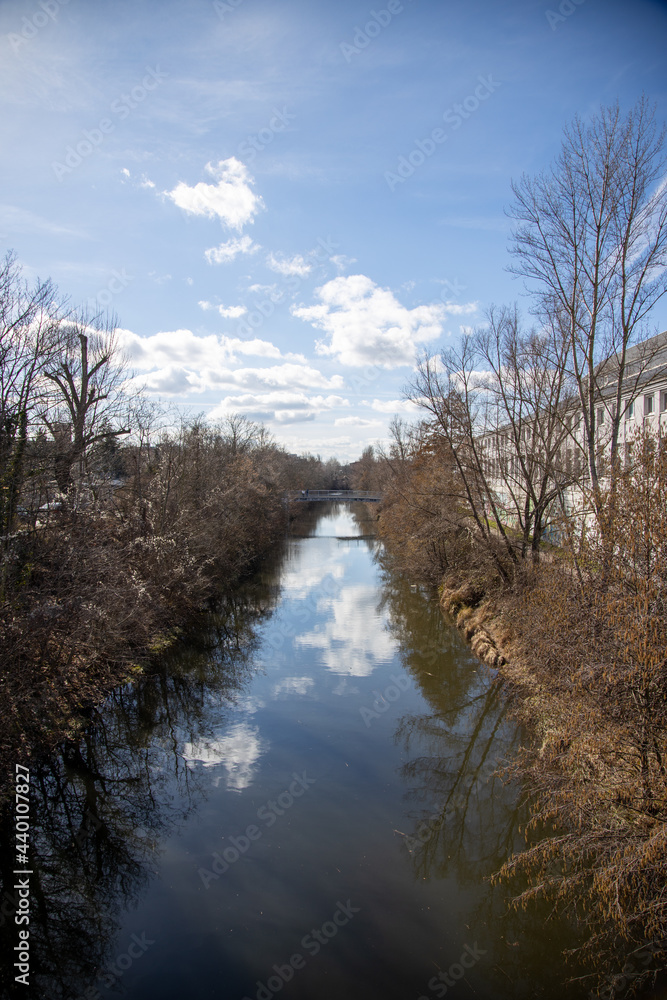 The Karl Heine Canal in Leipzig in winter/spring with blue sky The Karl Heine Canal in Leipzig in winter/spring with blue sky