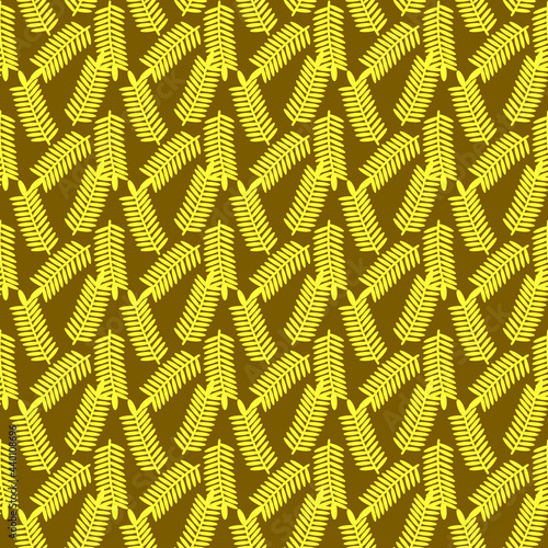yellow leaves with brown background seamless repeat pattern