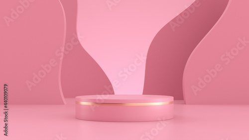 Pink rose podium background 3d scene render background © Nijat
