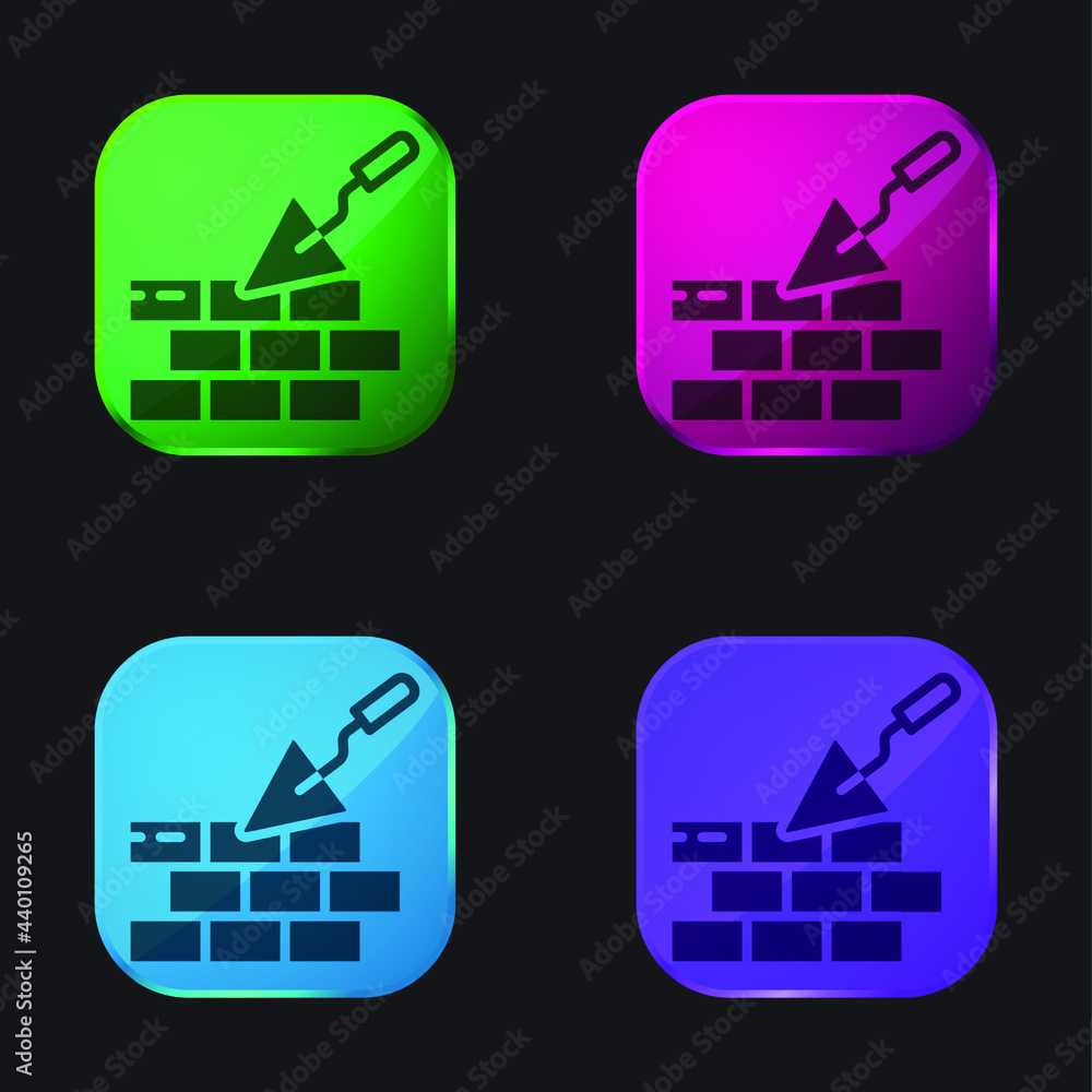 Naklejka premium Brickwall four color glass button icon