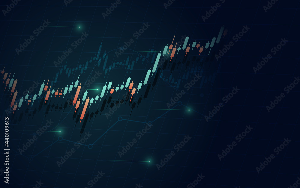 Abstract financial graph with up trend line candlestick chart in stock ...