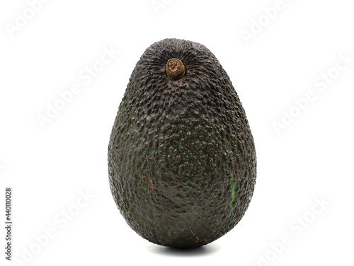 ripe hass avocado isolated on white background, front view of whole fruit photo