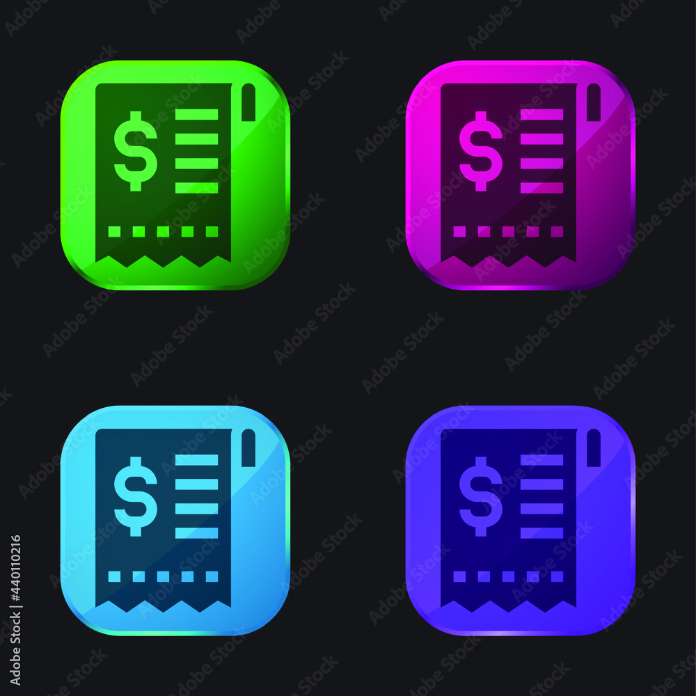 Bill four color glass button icon