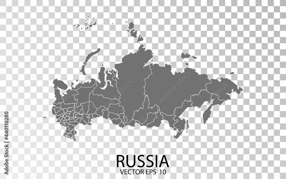 Transparent - Grey Map of Russia. Vector Eps 10.