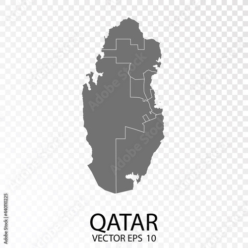 Transparent - Grey Map of Qatar. Vector Eps 10.