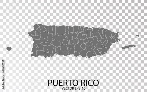 Transparent - Grey Map of Puerto Rico. Vector Eps 10. photo
