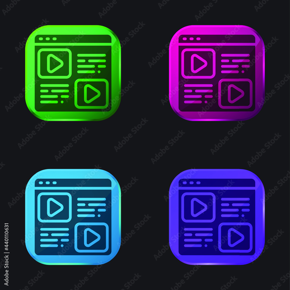 Blog four color glass button icon
