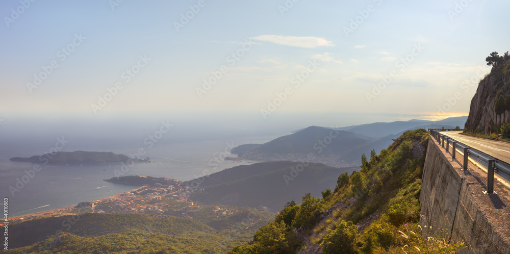 Fototapeta premium Top view of the seacoast of Budva riviera. Montenegro.