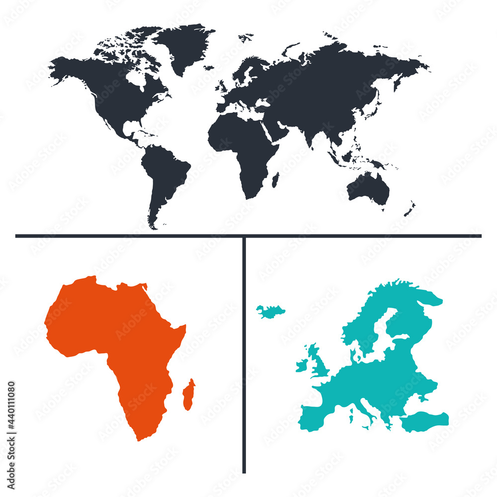 set of world maps