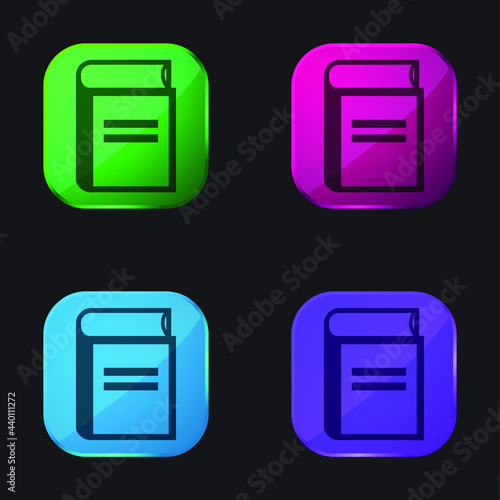 Accountant four color glass button icon