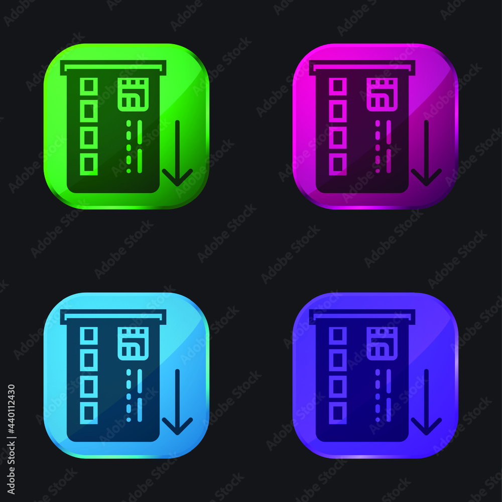 Atm four color glass button icon Atm four color glass button icon