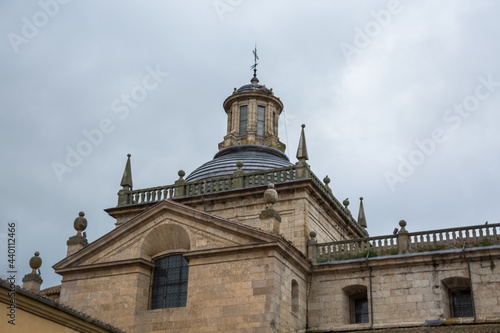 View at the dome copula tower at the iconic spanish Romanesque and Renaissance architecture building at the Iglesia de Cerralbo, downtown city photo