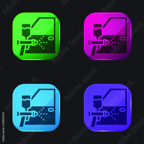 Airbrush four color glass button icon