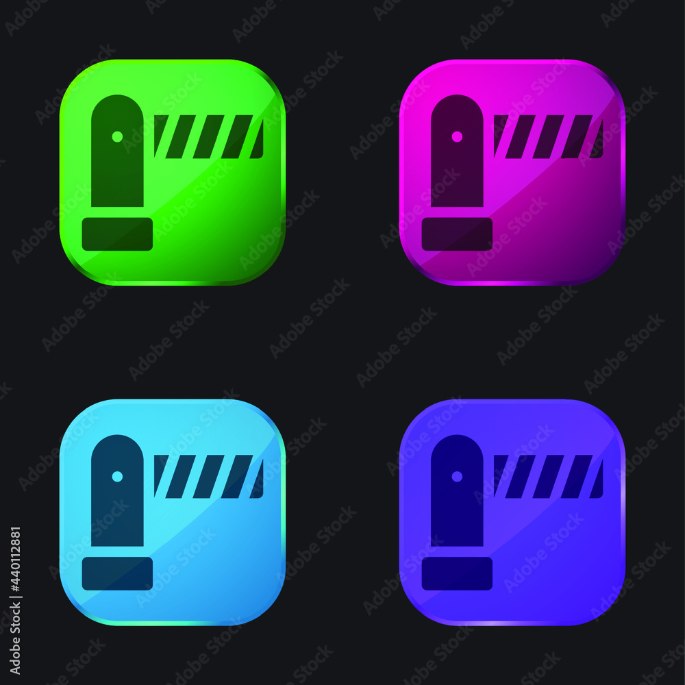 Barrier four color glass button icon Barrier four color glass button icon