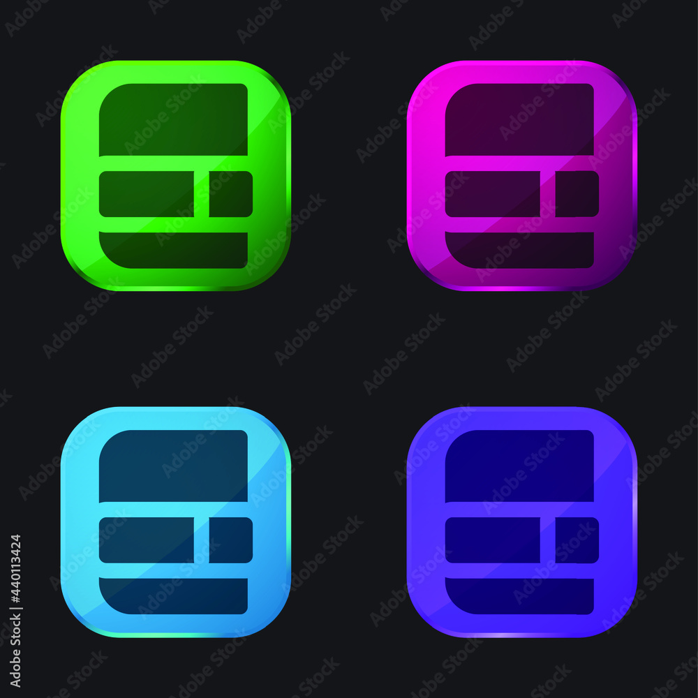 Agenda four color glass button icon Agenda four color glass button icon