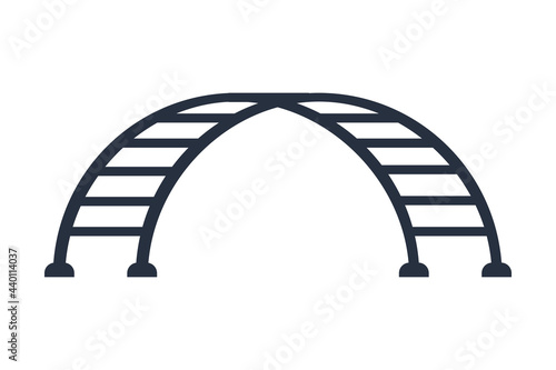 City park with outdoor decor. Kids playground equipment. Vector illustration.