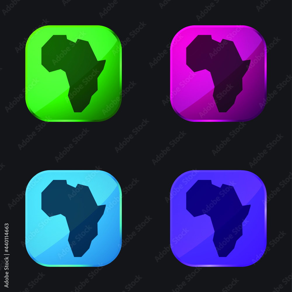 Africa four color glass button icon Africa four color glass button icon