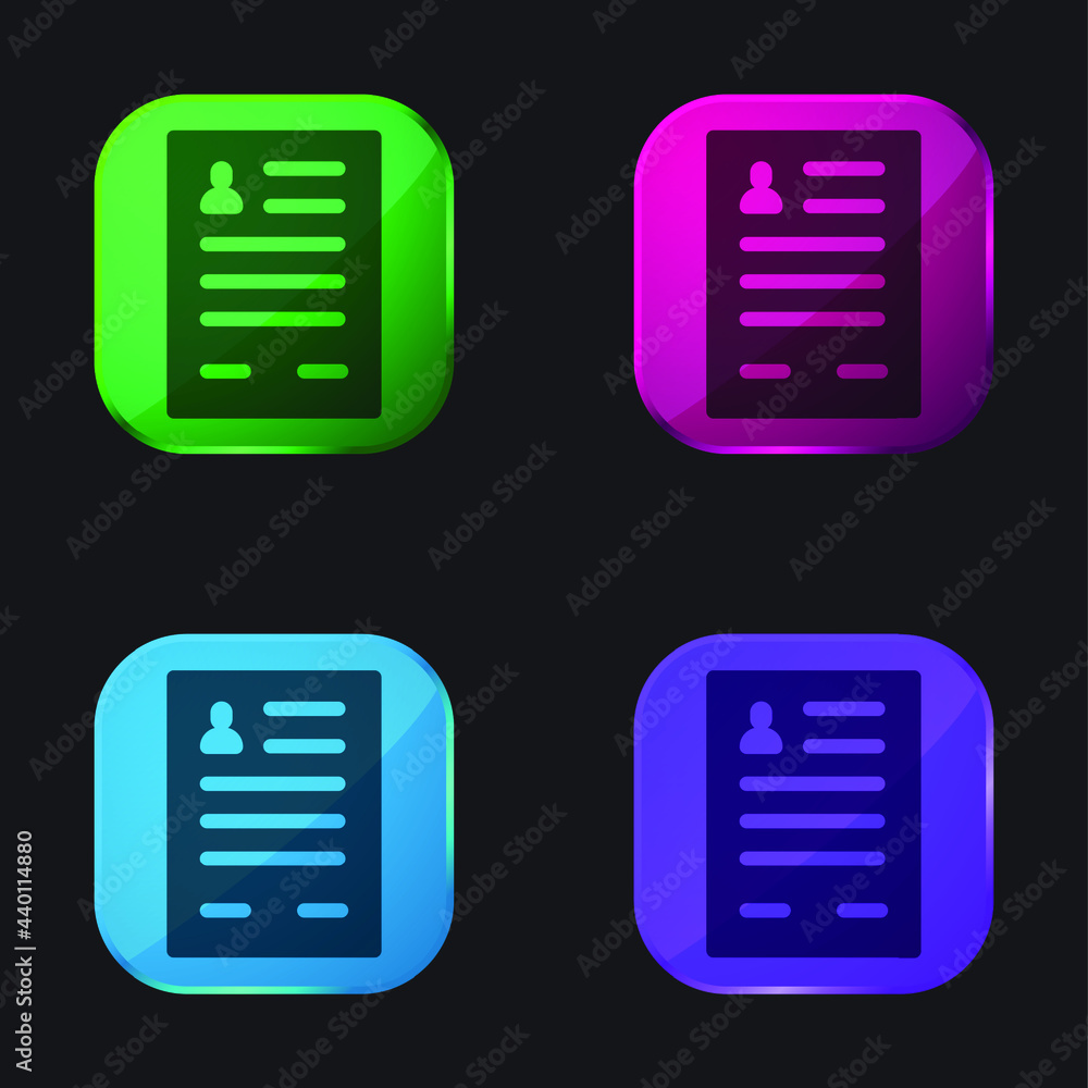Application Form four color glass button icon