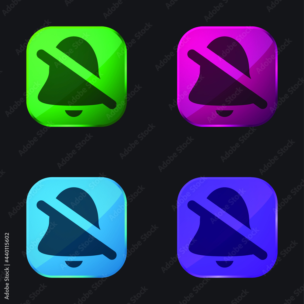 Alarm Off four color glass button icon Alarm Off four color glass button icon