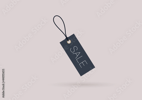 A sale price tag with a ribbon, seasonal clearance, online shopping