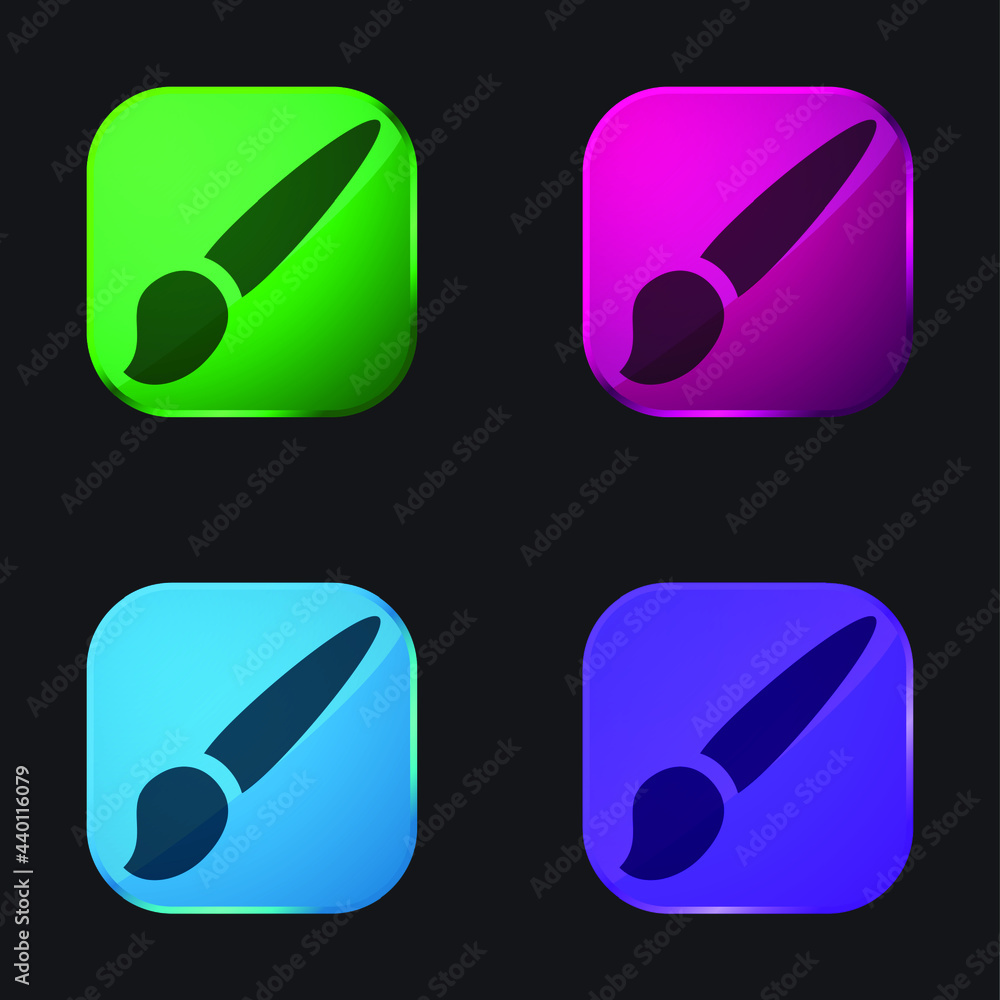 Artist Brush four color glass button icon Artist Brush four color glass button icon