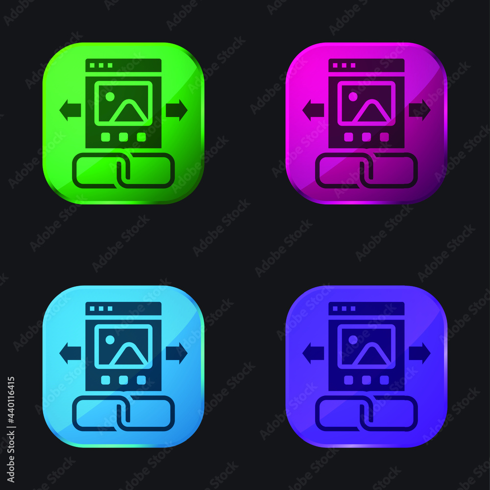 Backlink four color glass button icon