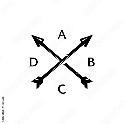 Crossed Arrows with letter initials in Vintage Retro Rustic Hipster logo design