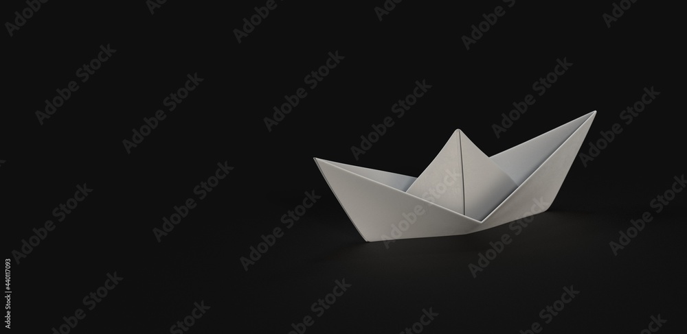 Paper boat on soft surface 3d. Paper boat on soft surface 3d.