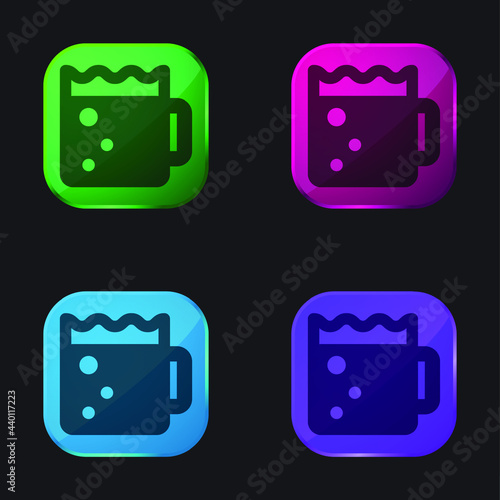 Beer four color glass button icon