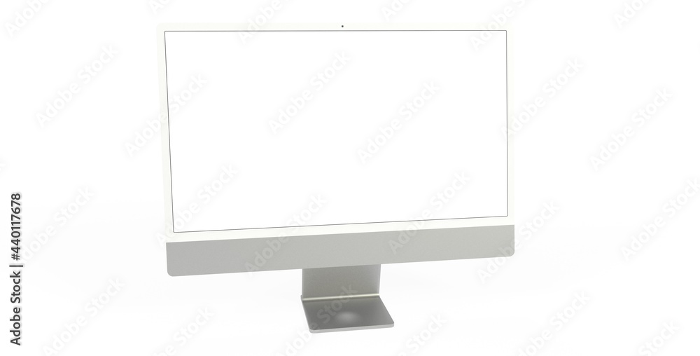 Computer display with blank white screen 3d grey Computer display with blank white screen 3d grey