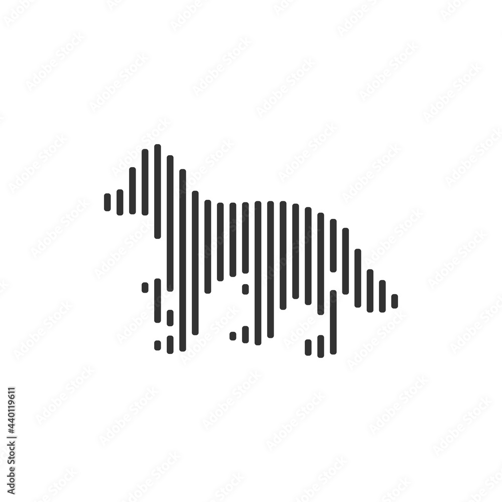 Dog black barcode line icon vector on white background. Dog black barcode line icon vector on white background.