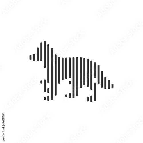 Dog black barcode line icon vector on white background.