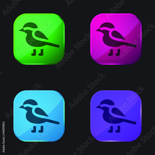 Bird four color glass button icon