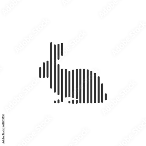 Bunny black barcode line icon vector on white background.