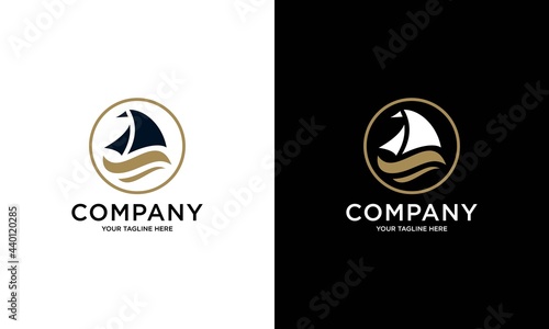 Simple sailing ship dhow sailing ship logo design