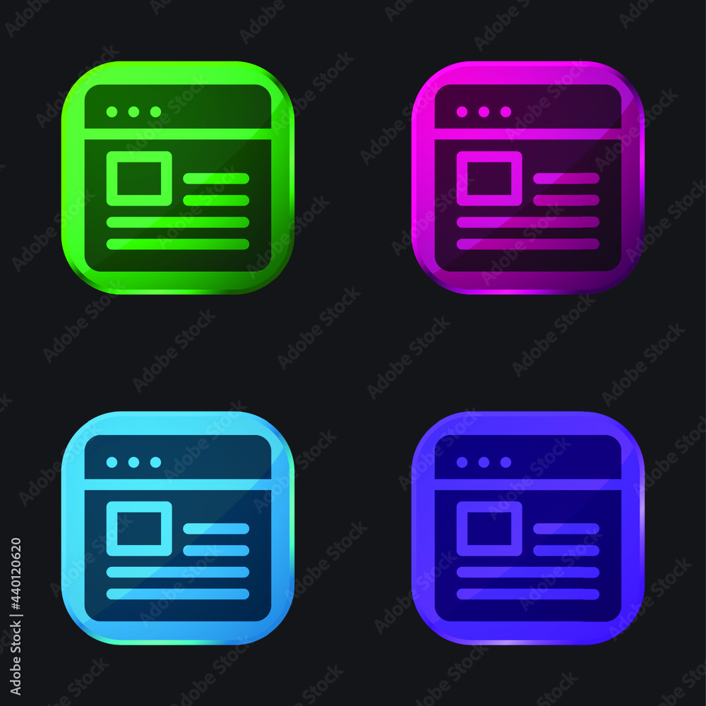Blog four color glass button icon
