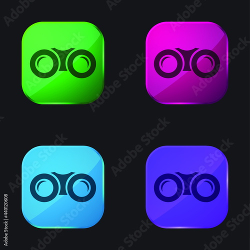 Binoculars four color glass button icon