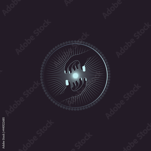 Mystic hand logos, whimsical logo design