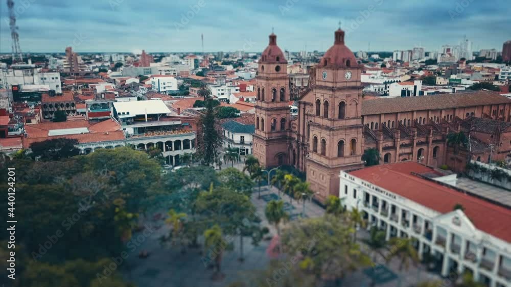 Santa Cruz de la Sierra. Aerial view of the city of Santa Cruz. The Cathedral Basilica of St. Lawrence on the central square of Santa Cruz in Bolivia Santa Cruz de la Sierra. Aerial view of the city of Santa Cruz. The Cathedral Basilica of St. Lawrence on the central square of Santa Cruz in Bolivia