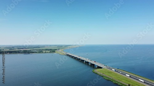 Wallpaper Mural Ketelbrug overhead drone view with the A6 highway. The bridge is located between the Ketelmeer and Ijsselmeer in Flevoland, The Netherlands Torontodigital.ca